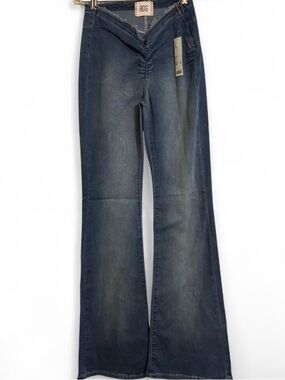 BDG Wide-Leg Flare Jeans in Dark Blue Wash